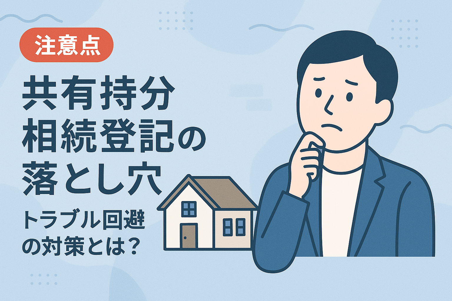 共有持分の相続登記申請書で起こりやすいトラブルと注意点を解説する図解アイキャッチ画像