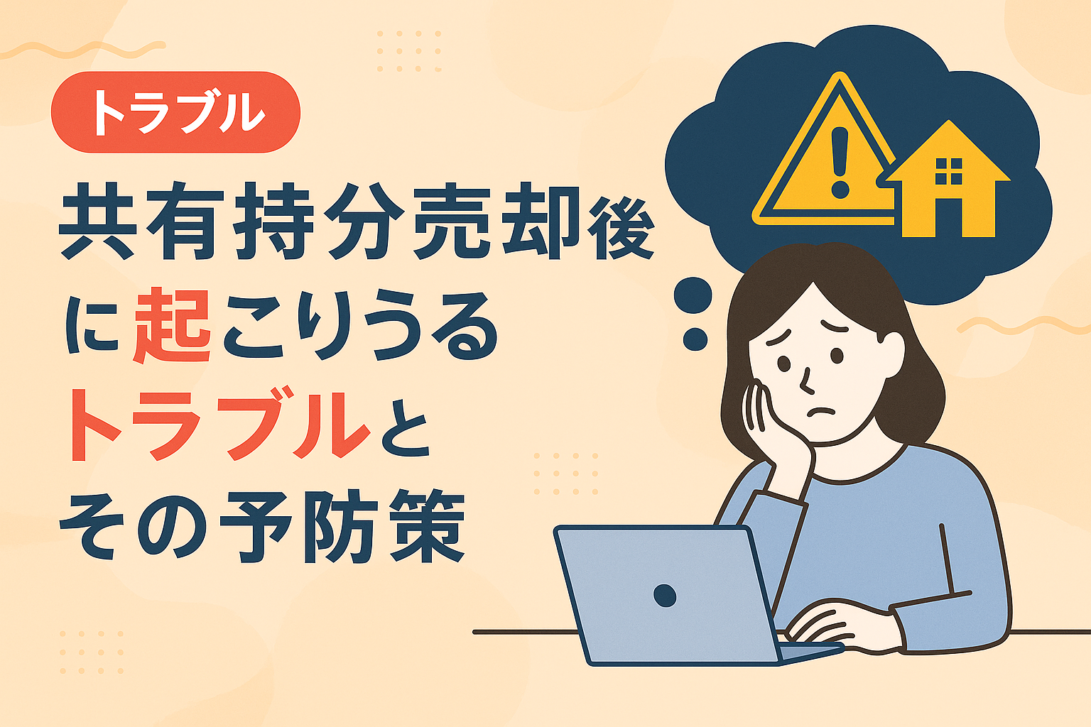 共有持分売却後に起こりやすいトラブルとその予防策を解説した図解アイキャッチ画像