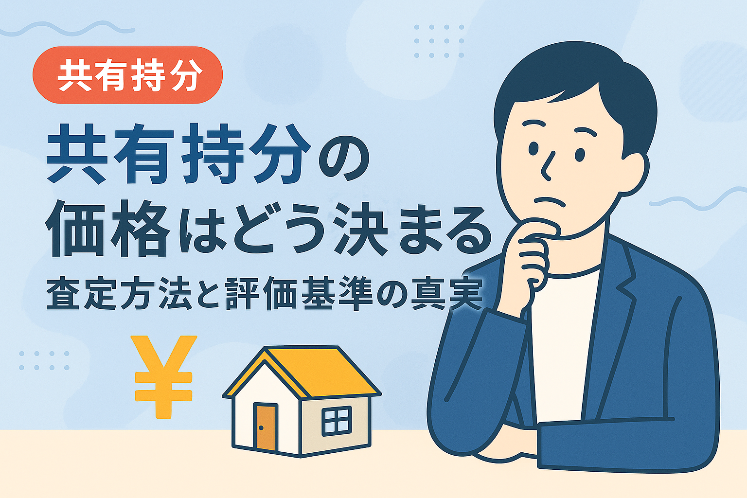 共有持分の価格がどのように決まるのか、査定方法や評価基準を解説した図解アイキャッチ画像