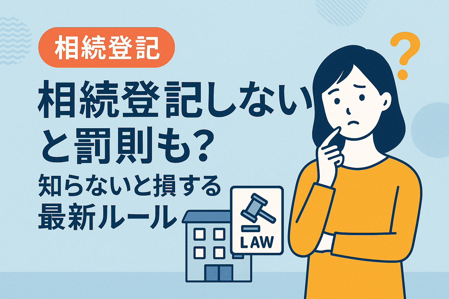 相続登記の義務化と罰則に関する解説を表すイラスト