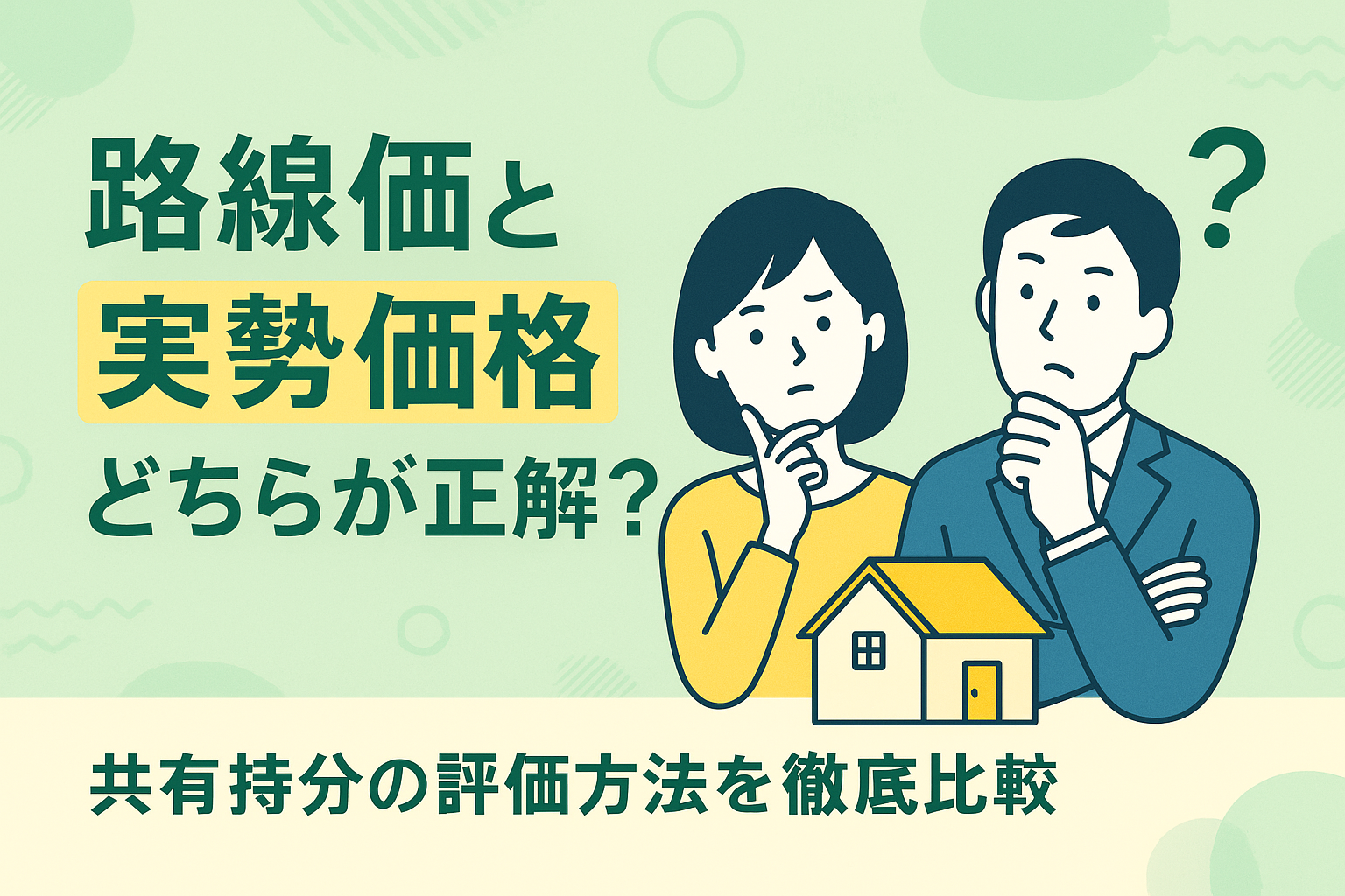 共有持分の評価方法を路線価・実勢価格・収益還元法で比較した日本語イラスト